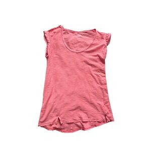 GAP Women's Pink Slub Cotton Flutter Sleeve T-Shirt‎ Size M Casual Top